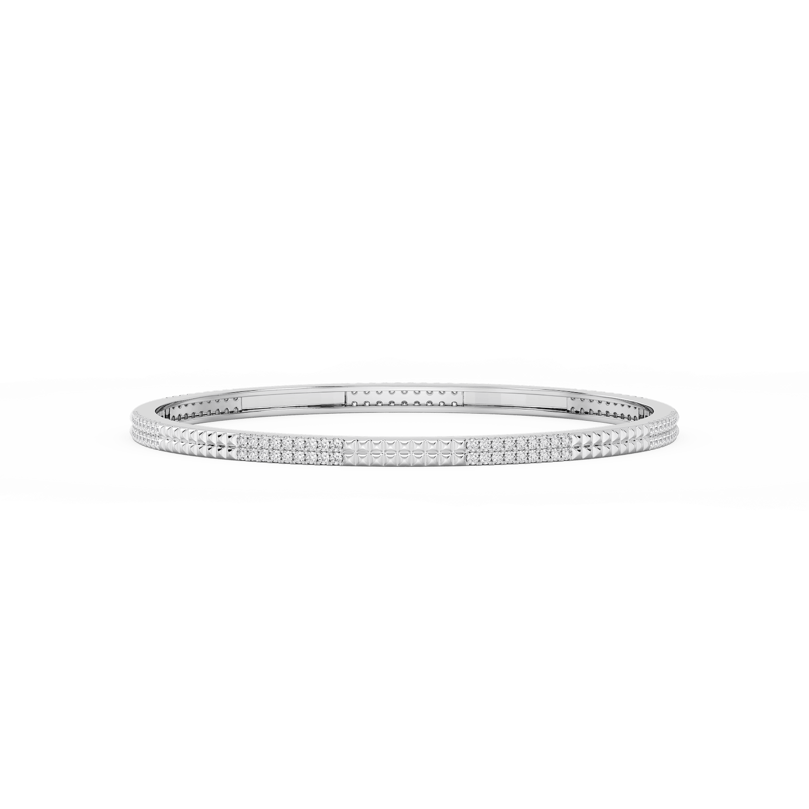1 ½ ctw Round Lab Grown Diamond Textured Bangle Bracelet  - 7.25 Inches