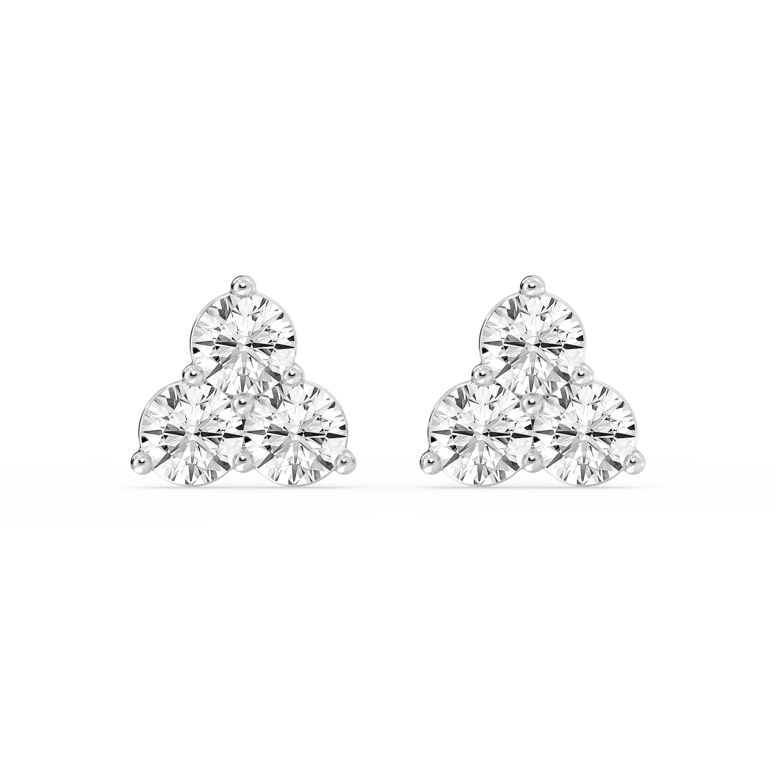 1 ¹⁄₁₀ ctw Round Lab Grown Diamond Three Stone Stud Earrings