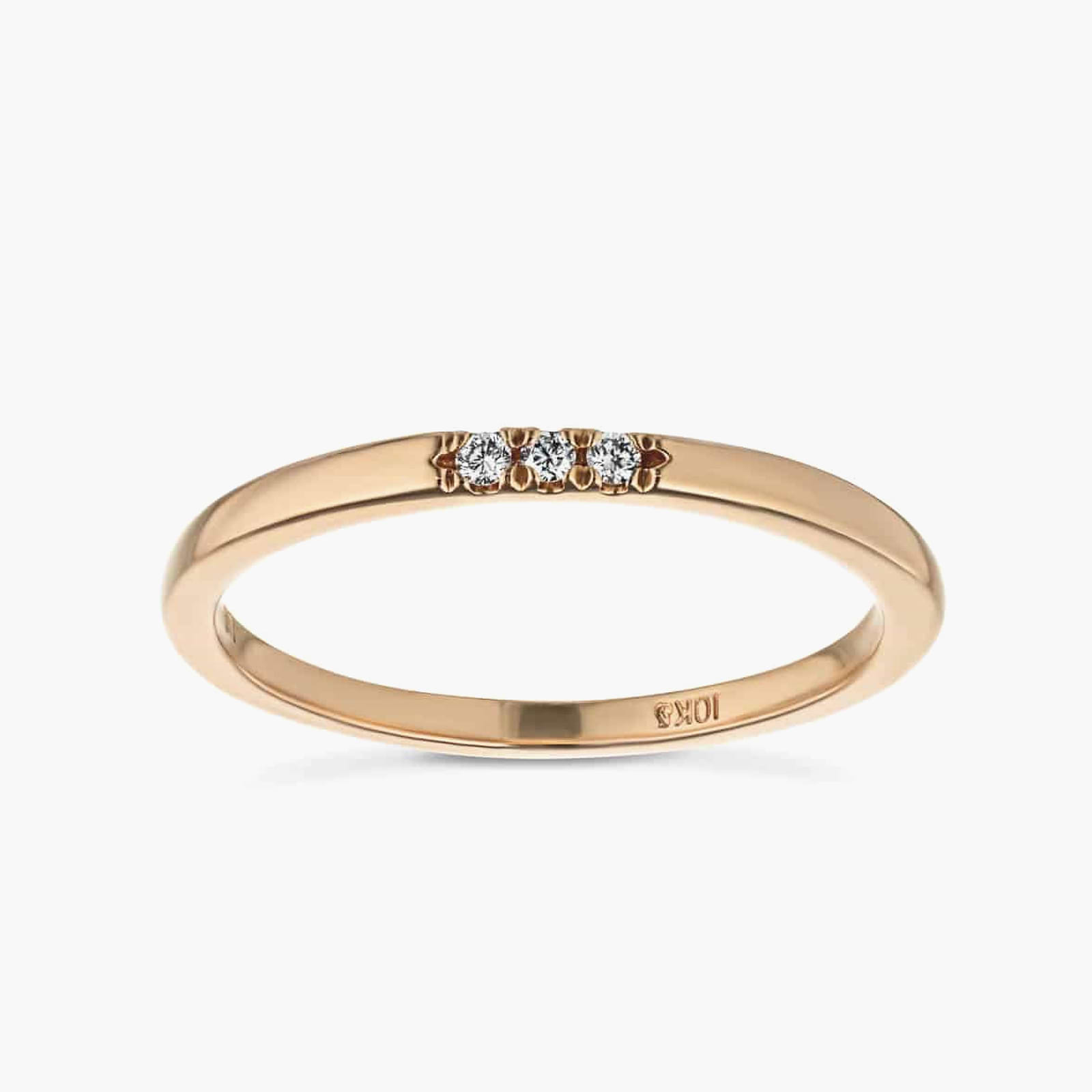 Billie 1/8 ctw Wedding Band Lab Grown Diamond Three Stone Stackable Band