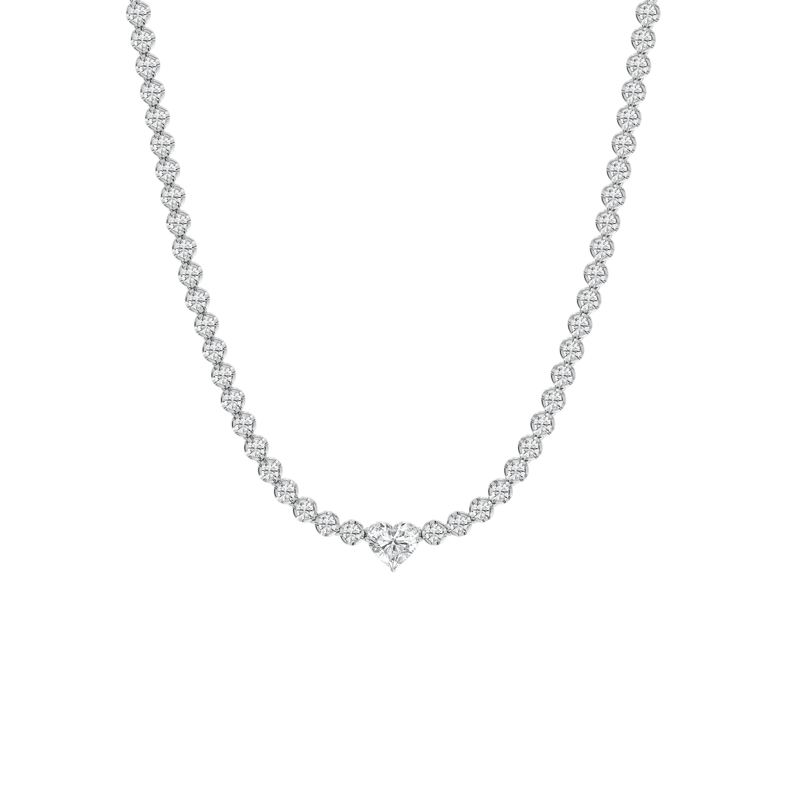 Heart Center Diamond Necklace in Rose Gold