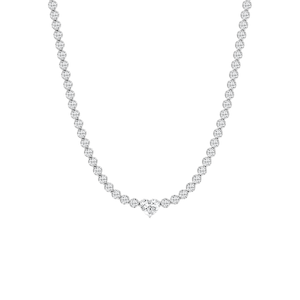 13 ⅓ ctw Round Lab Grown Diamond Heart Center Tennis Necklace - 18 Inches