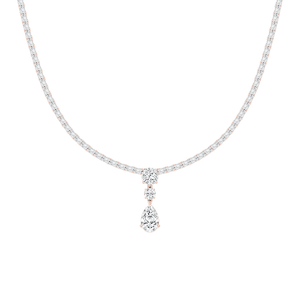 17 ctw Multi-Shape Lab Grown Diamond Three Stone Drop Tennis Necklace - 18 Inches - Signature Collection