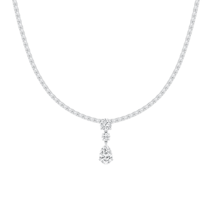 17 ctw Multi-Shape Lab Grown Diamond Three Stone Drop Tennis Necklace - 18 Inches