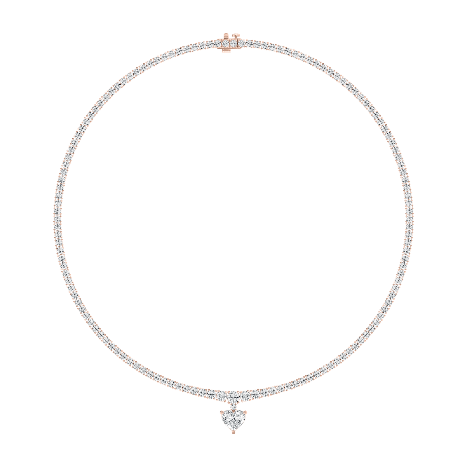 19 ctw Heart Lab Grown Diamond Drop Tennis Necklace - 18 Inches - Signature Collection
