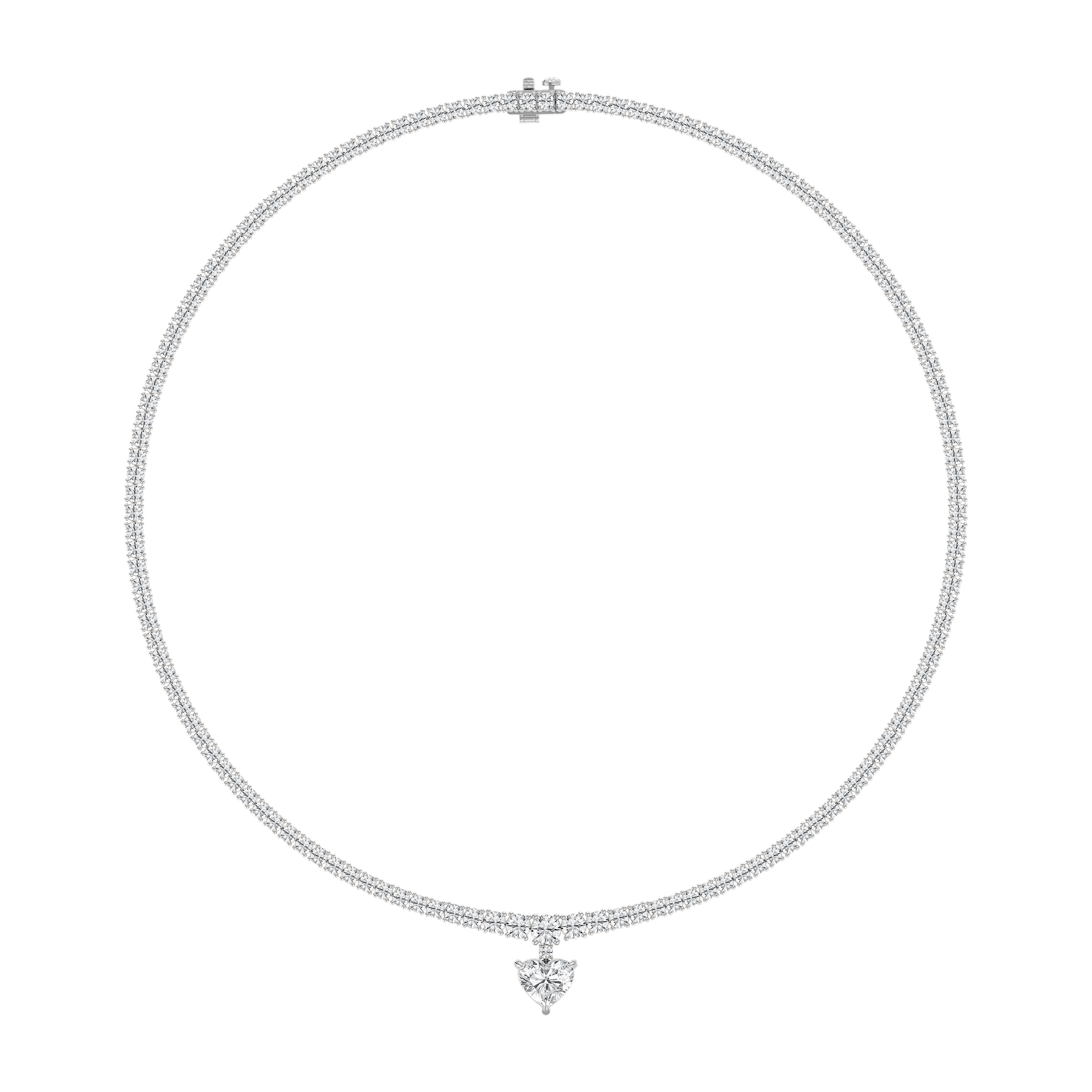 19 ctw Heart Lab Grown Diamond Drop Tennis Necklace - 18 Inches - Signature Collection