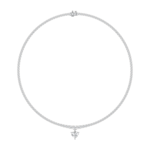 19 ctw Heart and Round Lab Grown Diamond Drop Tennis Necklace - 18 Inches