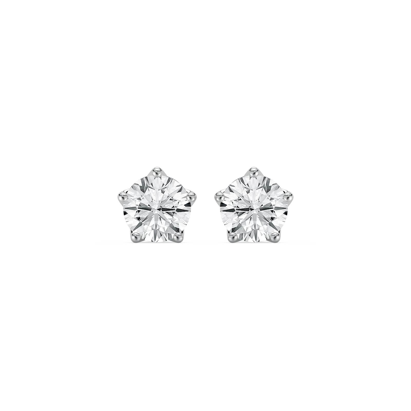 Classic Round 5 Prong Stud Earrings in Rose Gold