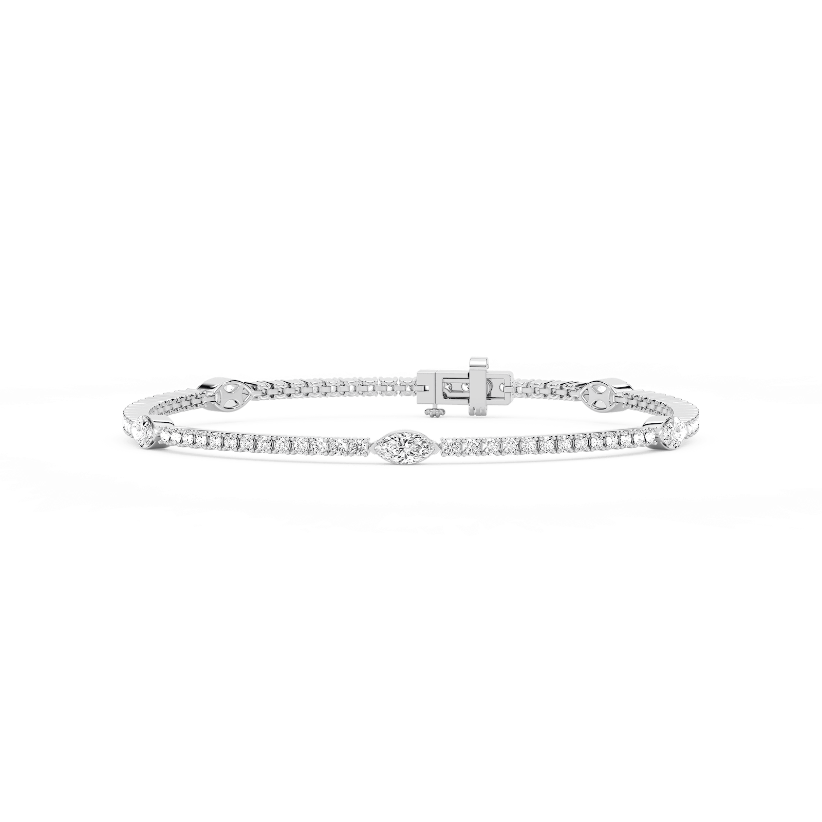 2 ¼ ctw Marquise Lab Grown Diamond Station Tennis Bracelet - 7 Inches
