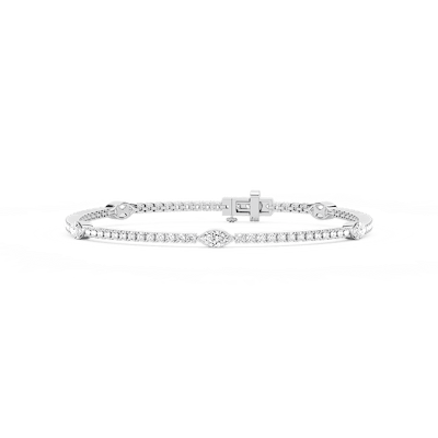 2 ¼ ctw Marquise Lab Grown Diamond Station Tennis Bracelet  - 7 Inches