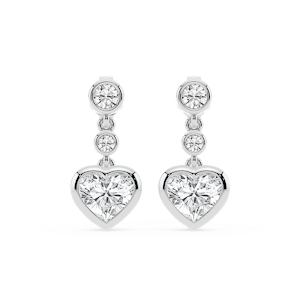 2 ¼ ctw Heart and Round Lab Grown Diamond Three Stone Drop Earrings