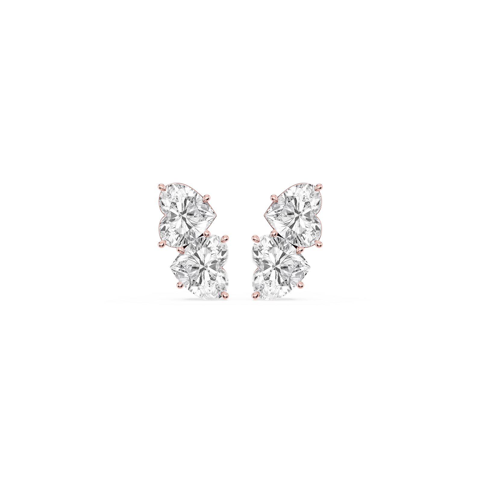 2 ctw Heart Lab Grown Diamond Two Stone Stud Earrings
