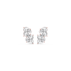 2 ctw Heart Lab Grown Diamond Two Stone Stud Earrings