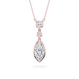 2 ¼ ctw Marquise and Round Lab-Grown Diamond Bezel Set Three Stone Pendant – 16–18 inches