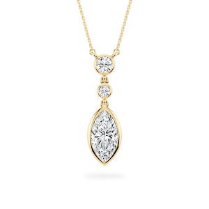 2 ¼ ctw Marquise and Round Lab-Grown Diamond Bezel Set Three Stone Pendant – 16–18 inches