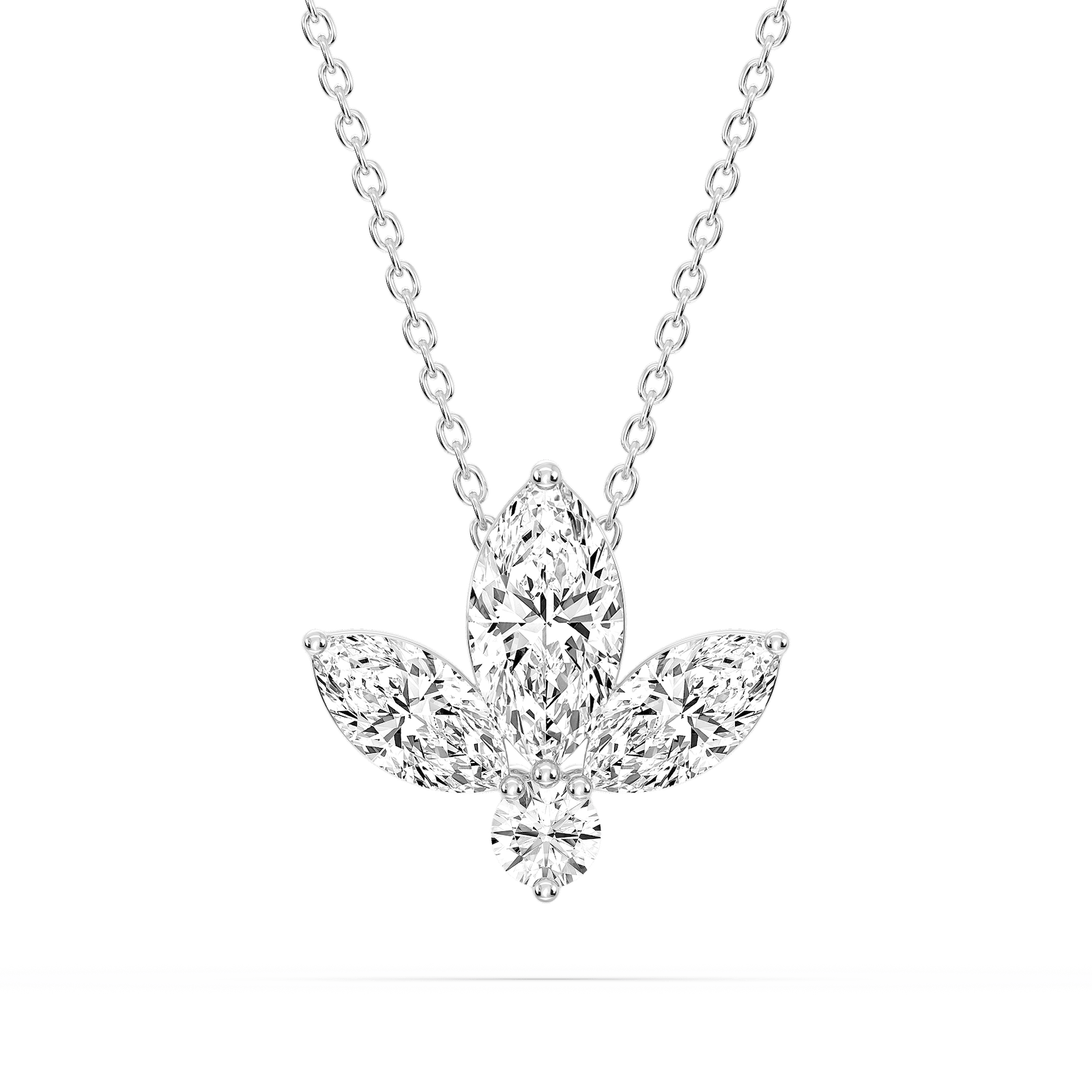1 ¹⁄₆ ctw Marquise and Round Lab Grown Diamond Flower Pendant - 16 to 18 Inches