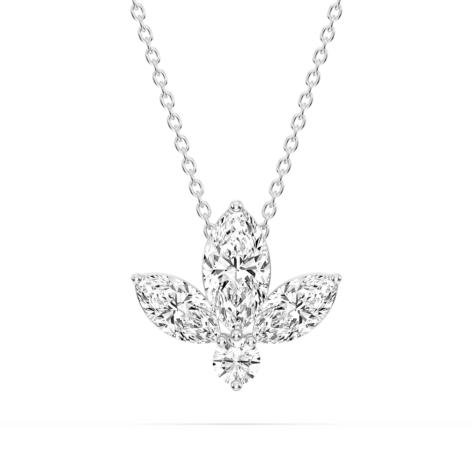 1 ¹⁄₆ ctw Marquise and Round Lab Grown Diamond Flower Pendant - 16 to 18 Inches
