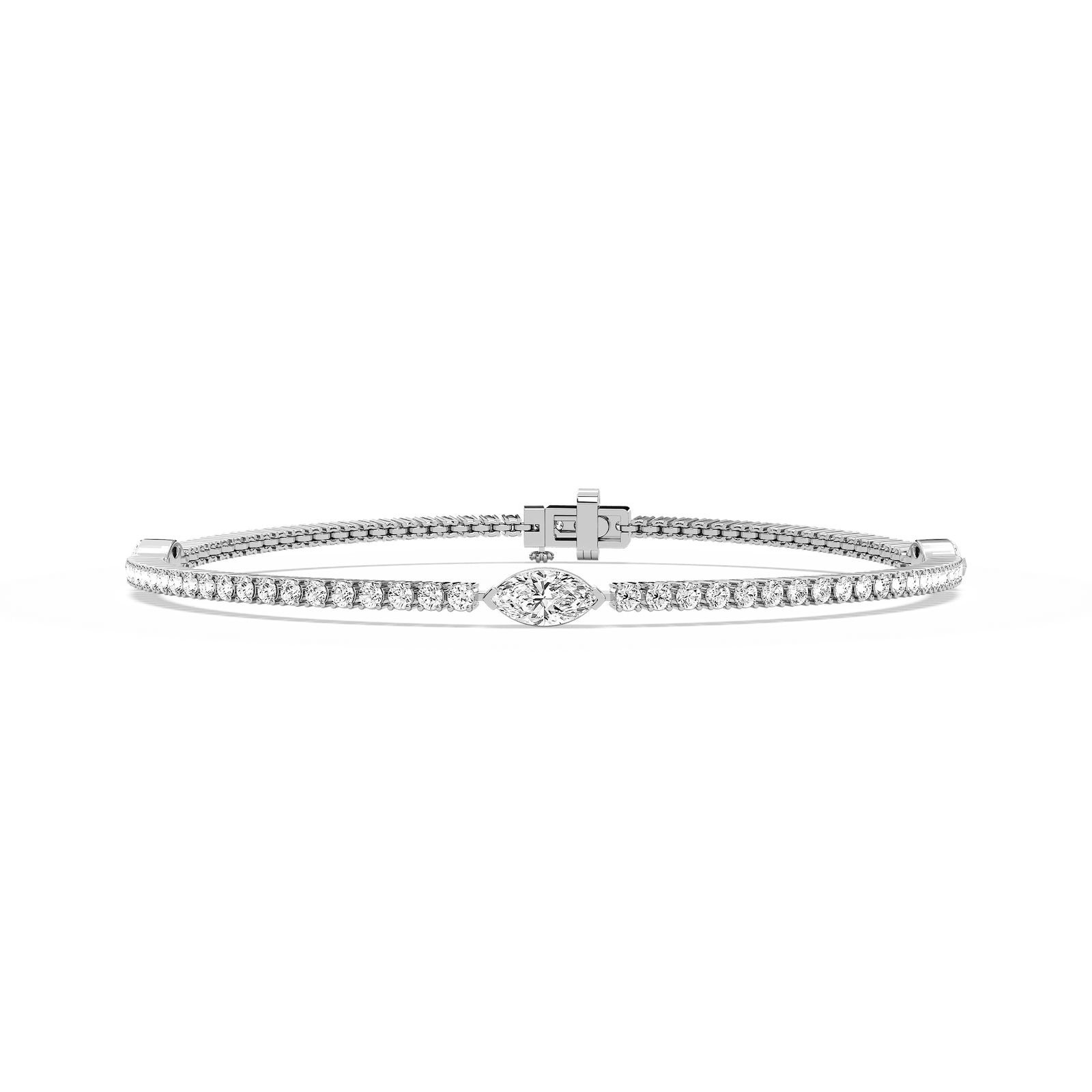 2 ²⁄₅ ctw Marquise Lab Grown Diamond Three Station Tennis Bracelet - 7 Inches