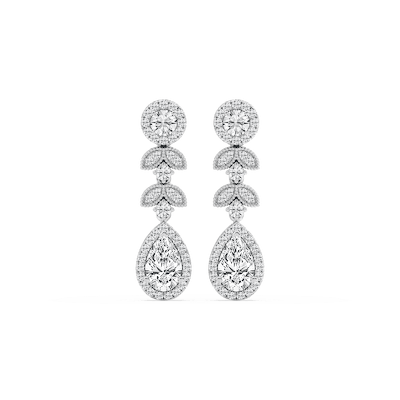 2 ⅜ ctw Pear and Round Lab Grown Diamond Chain Drop Earrings
