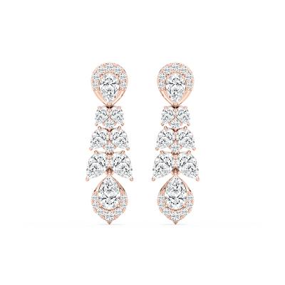 2 ½ ctw Pear and Round Lab Grown Diamond Drop Earrings