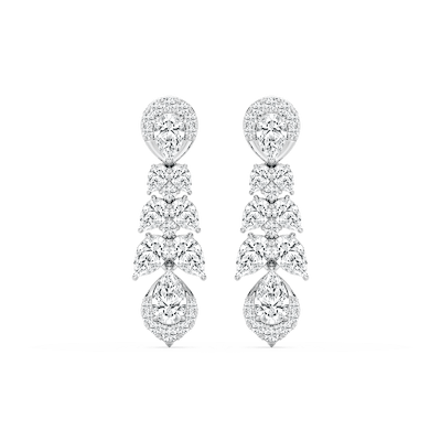 2 ½ ctw Pear and Round Lab Grown Diamond Drop Earrings