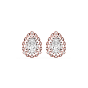 2 ctw Pear and Round Lab Grown Diamond Double Halo Earrings
