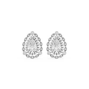 2 ctw Pear and Round Lab Grown Diamond Double Halo Earrings