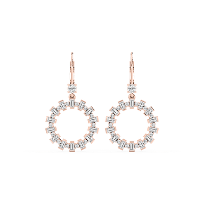 2 ctw Round and Baguette Lab Grown Diamond Circle Drop Earrings