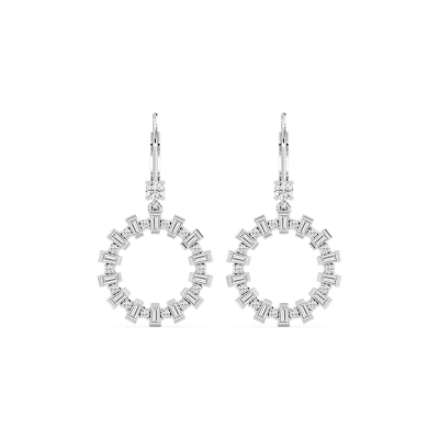 2 ctw Round and Baguette Lab Grown Diamond Circle Drop Earrings