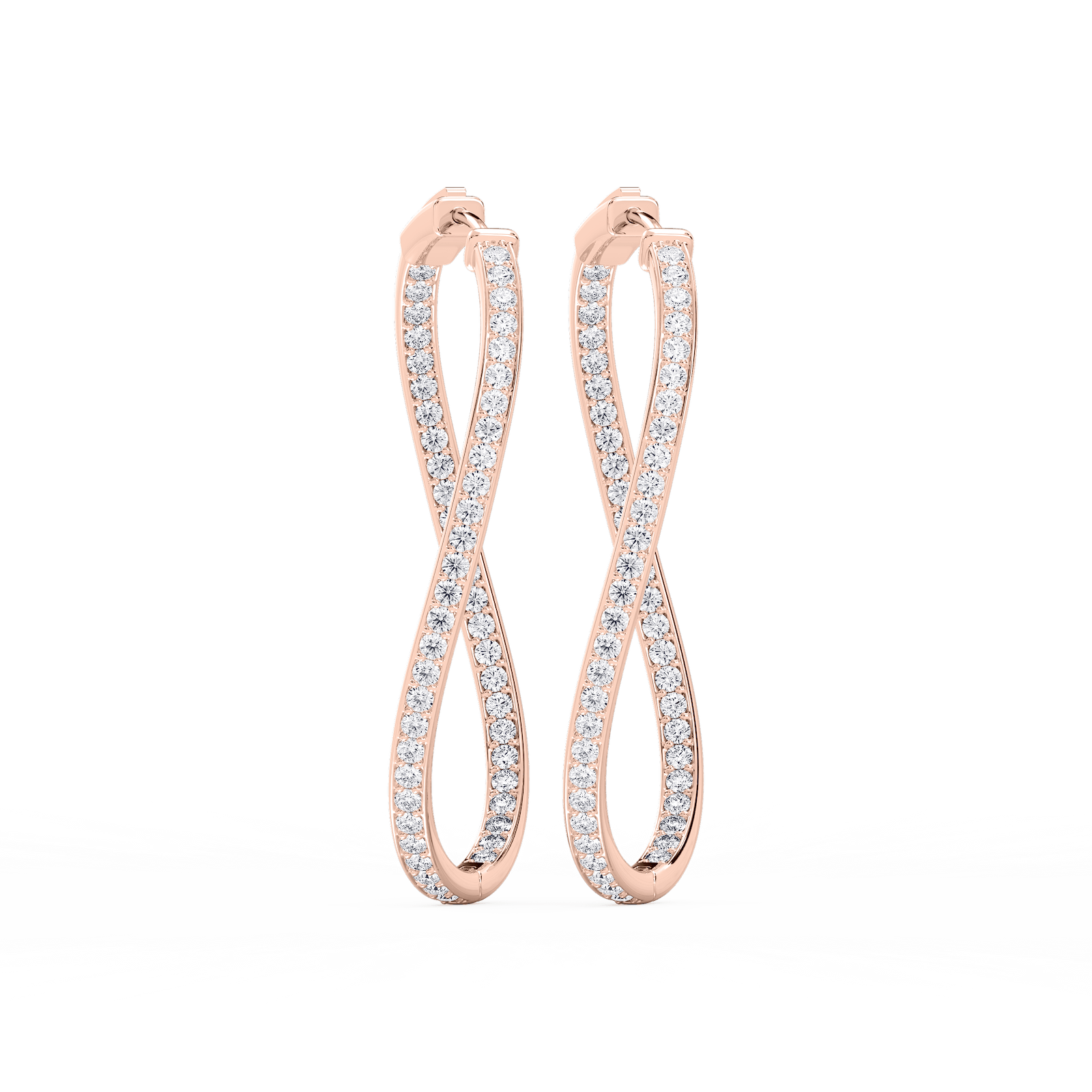 2 ¹⁄₁₀ ctw Round Lab Grown Diamond Channel Set Wavy Hoop Earrings
