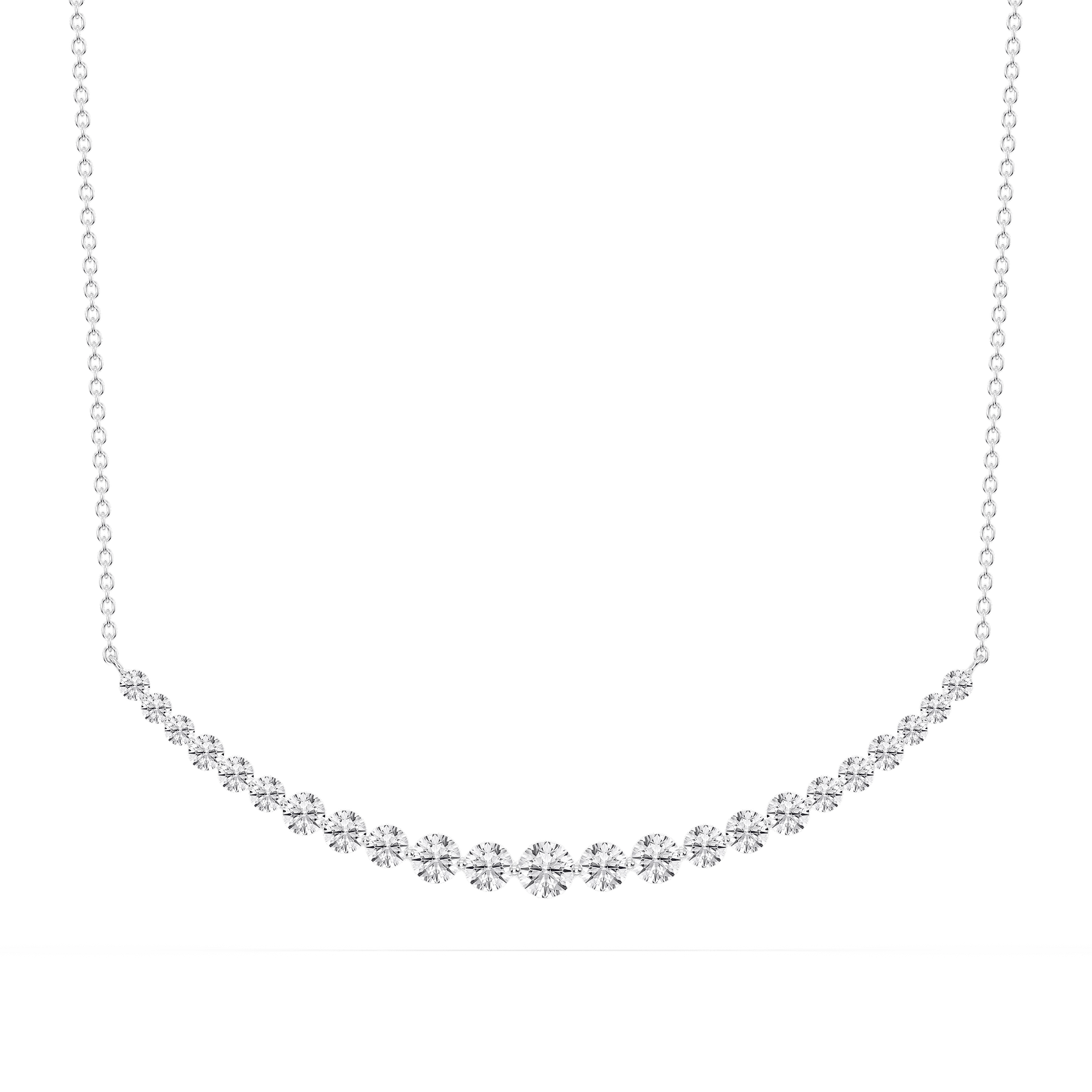 2 ctw Round Lab Grown Diamond Shared Prong Smile Necklace - 16 to 18 Inches