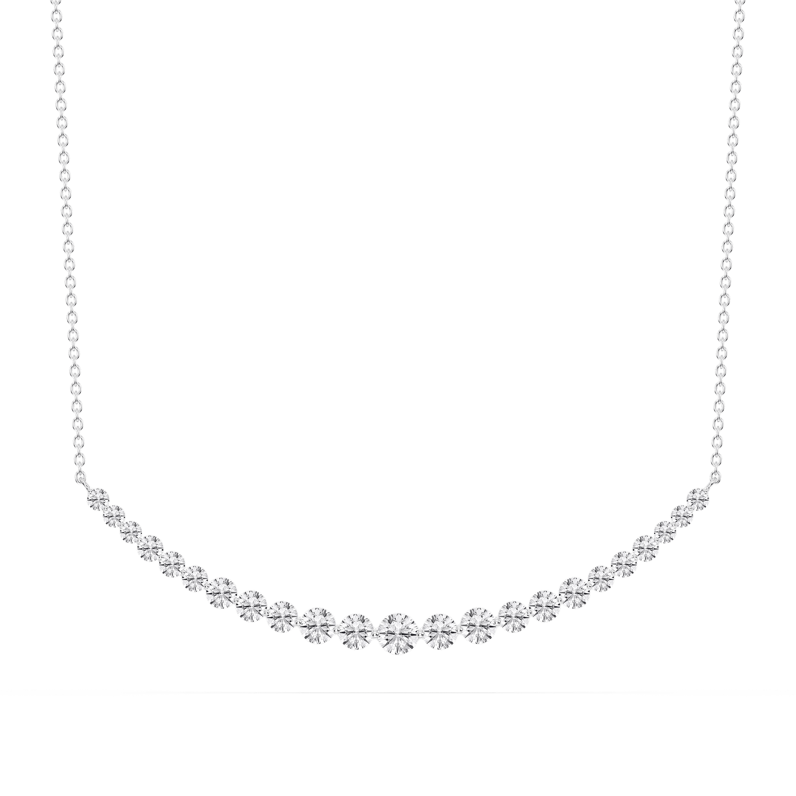 2 ctw Round Lab Grown Diamond Shared Prong Smile Necklace - 16 to 18 Inches