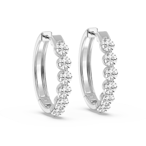 2 ctw Round Lab Grown Diamond Single Shared Prong Hoop Earrings