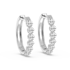 2 ctw Round Lab Grown Diamond Single Shared Prong Hoop Earrings