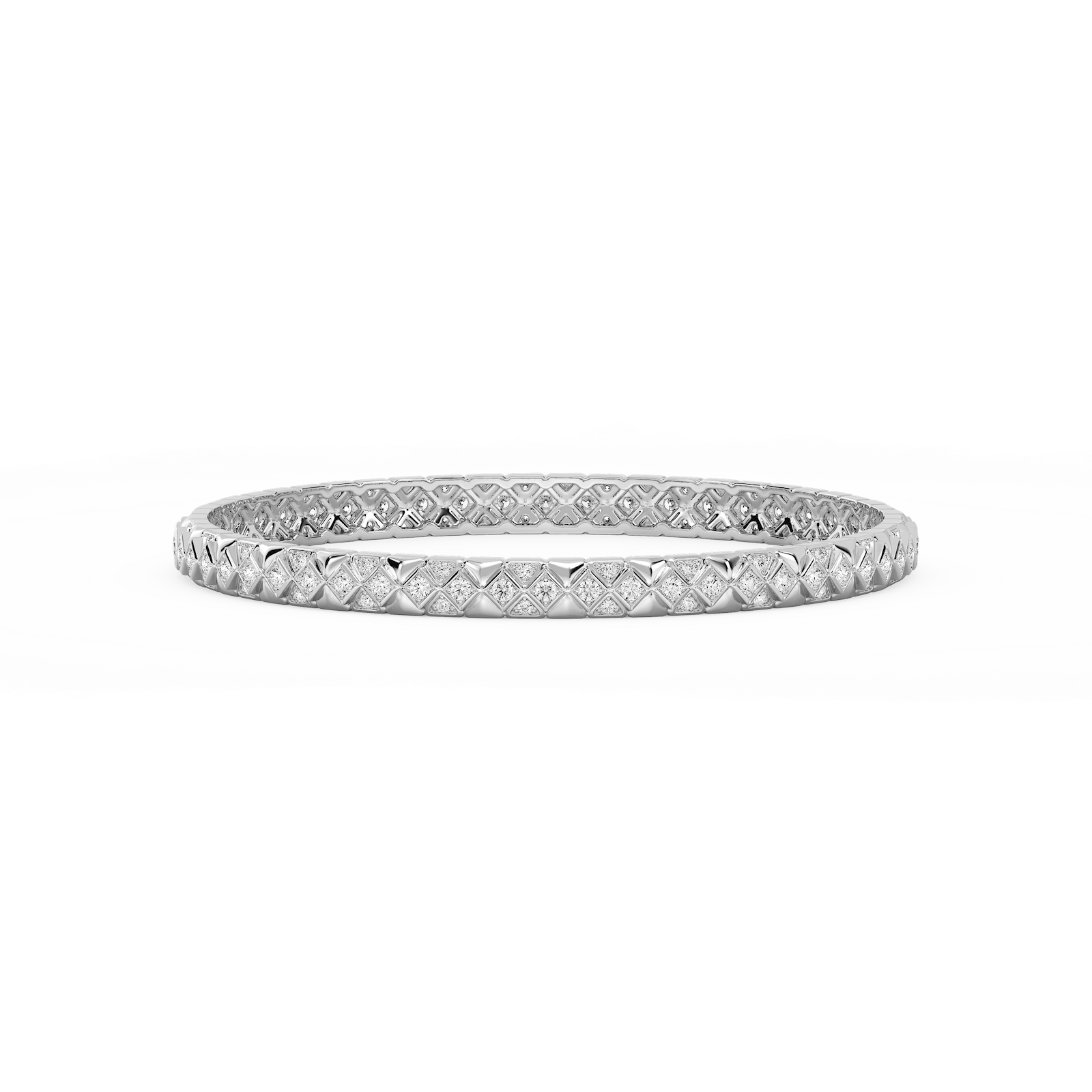 2 ⅜ ctw Round Lab Grown Diamond Textured Mosaic Bangle Bracelet  - 7.25 Inches