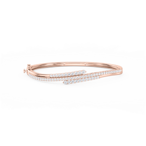 2 ctw Round Lab Grown Diamond Three Row Bypass Bangle Bracelet  - 7.25 Inches