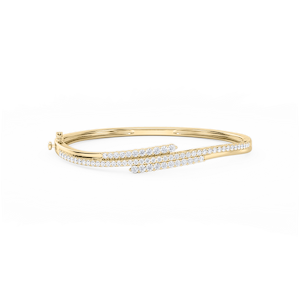 2 ctw Round Lab Grown Diamond Three Row Bypass Bangle Bracelet  - 7.25 Inches