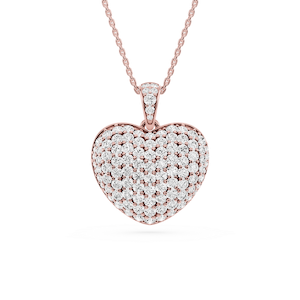 2 ½ Round Lab Grown Diamond Pave Heart Drop Pendant - 18 Inches