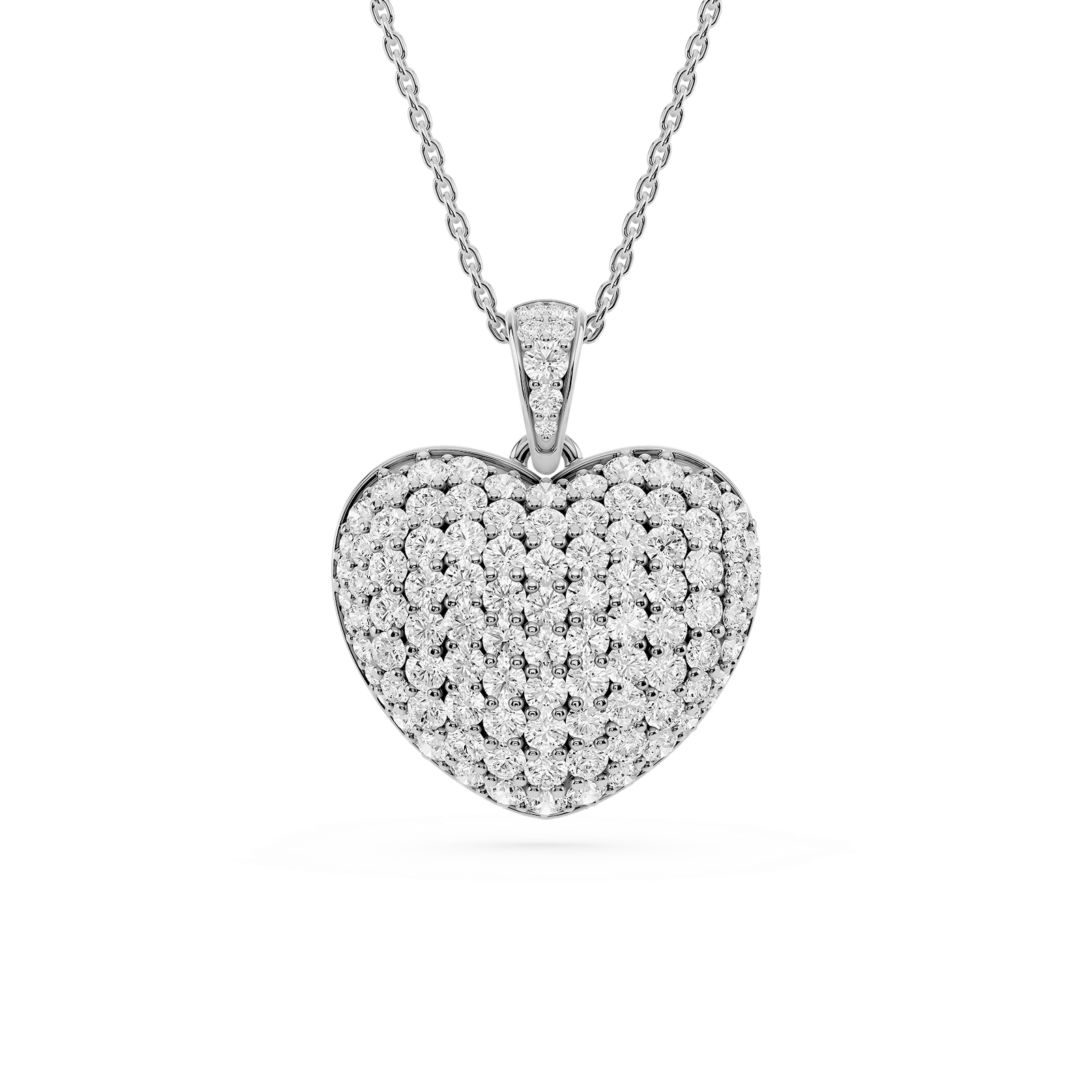 2 ½ Round Lab Grown Diamond Pave Heart Drop Pendant - 18 Inches