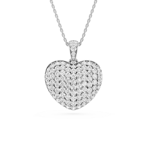 2 ½ Round Lab Grown Diamond Pave Heart Drop Pendant - 18 Inches