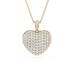 2 ½ Round Lab Grown Diamond Pave Heart Drop Pendant - 18 Inches