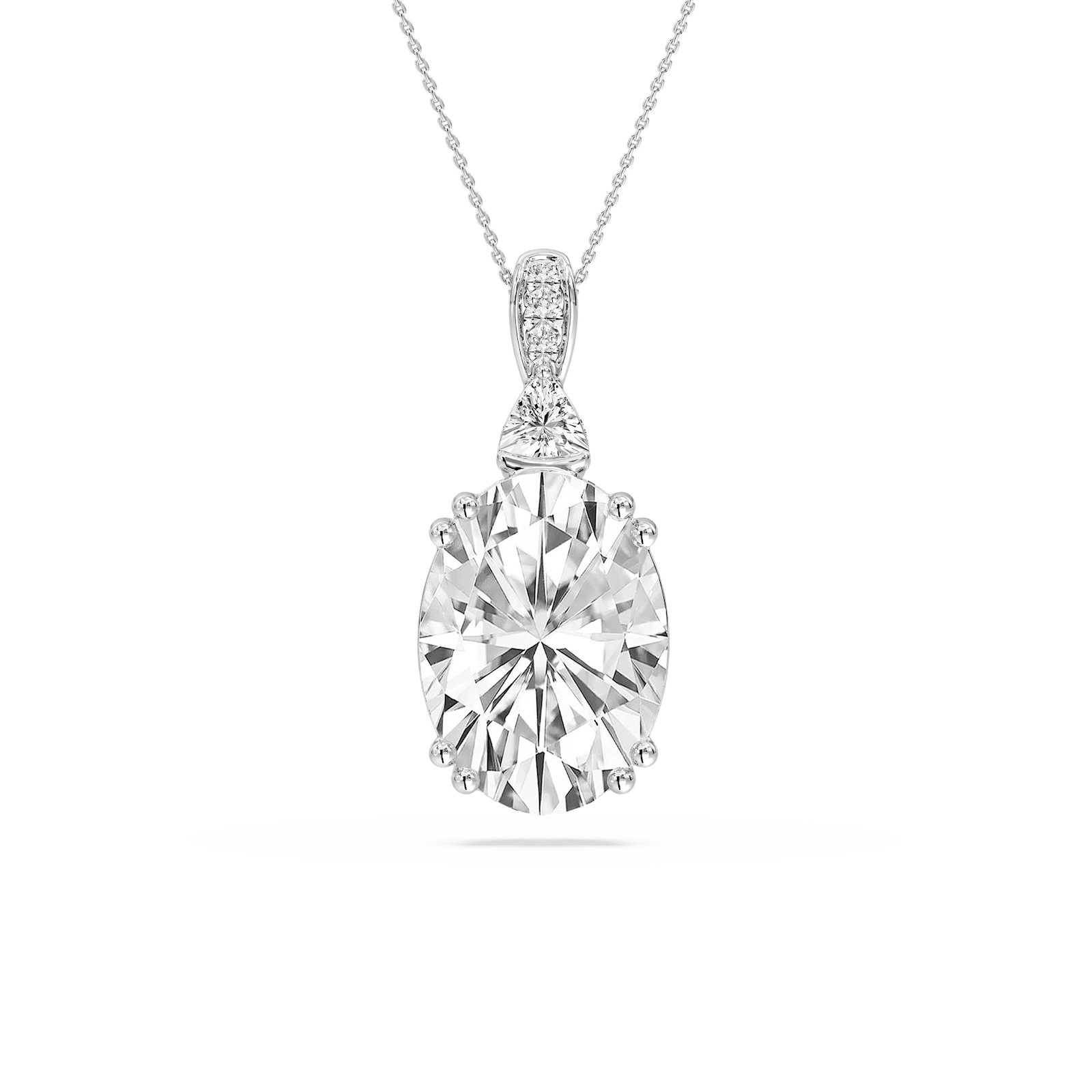 24 ctw Oval Lab Grown Diamond Double Prong Pendant - 18 Inches - Signature Collection