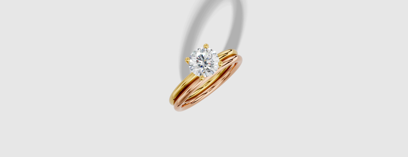 1.00 ctw Round Cut Lab Grown Diamond Standard Classic Prong Set Engagement Ring in 18K Gold and Matching Band