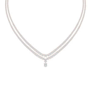 26 ⅓ ctw Round Lab Grown Diamond Double Row Drop Tennis Necklace - 18 Inches - Signature Collection