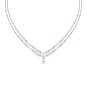 26 ⅓ ctw Round, Oval and Pear Lab Grown Diamond Double Row Drop Tennis Necklace - 18 Inches