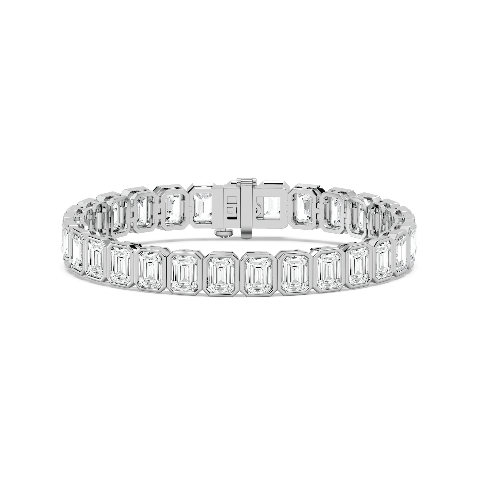 Bezel Emerald Link Bracelet in 14K Rose Gold