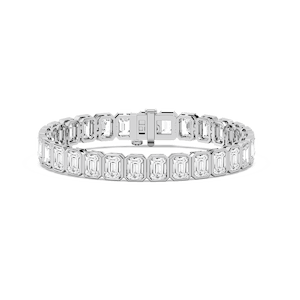 29 ctw Emerald Lab Grown Diamond Bezel Set Tennis Bracelet  - 7 Inches