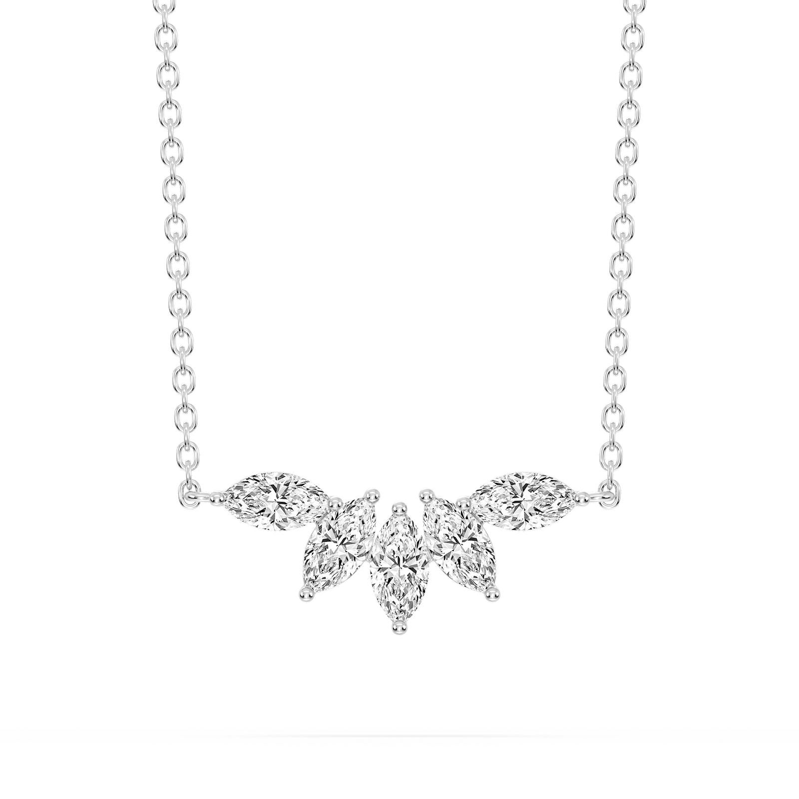 3/4 ctw Marquise Lab Grown Diamond Five-Stone Necklace - 16 to 18 Inches