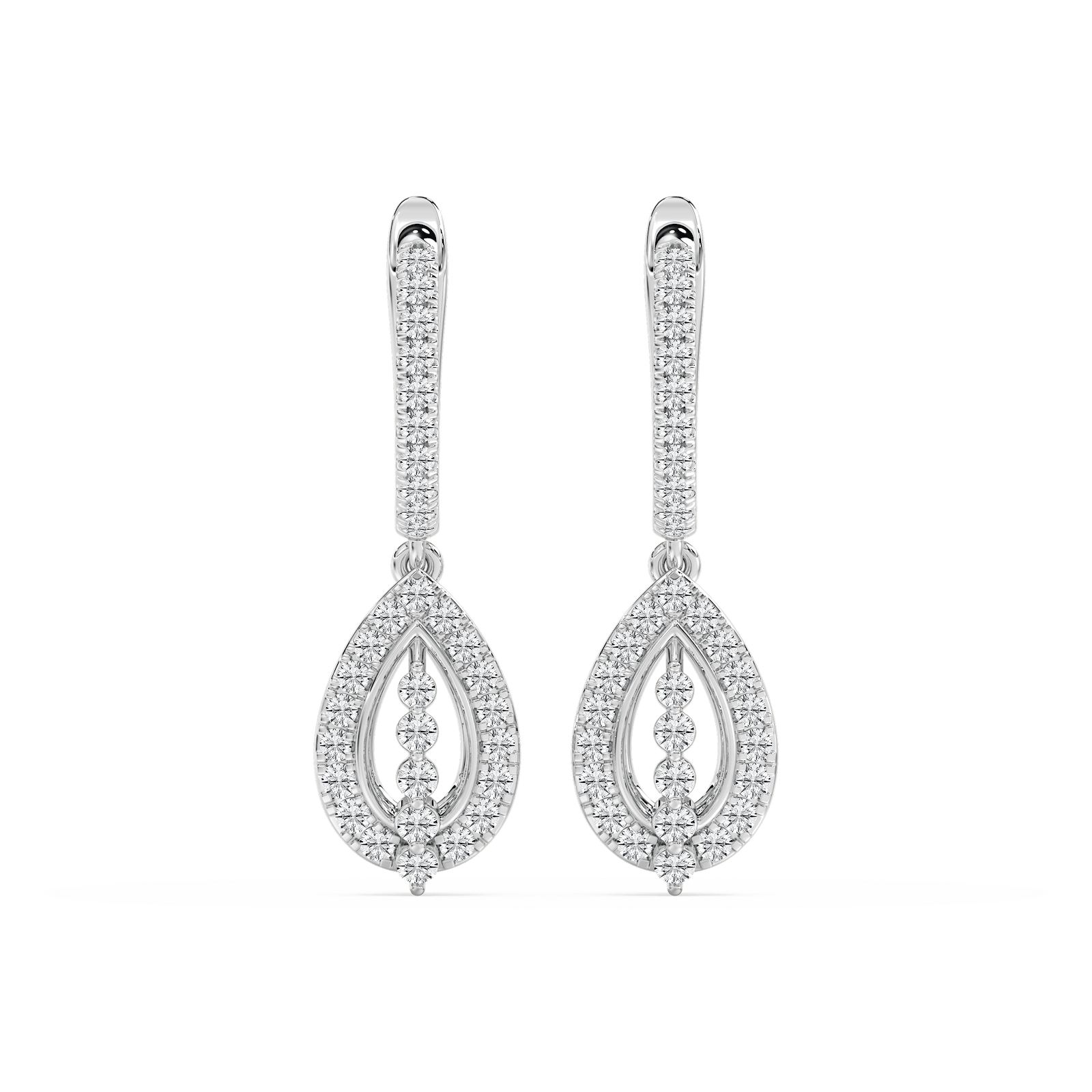 3/4 ctw Round Lab Grown Diamond Leverback Drop Earrings