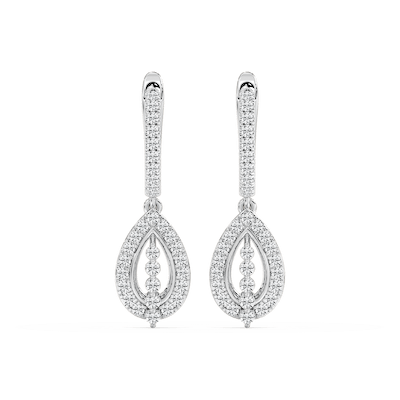 3/4 ctw Round Lab Grown Diamond Leverback Drop Earrings