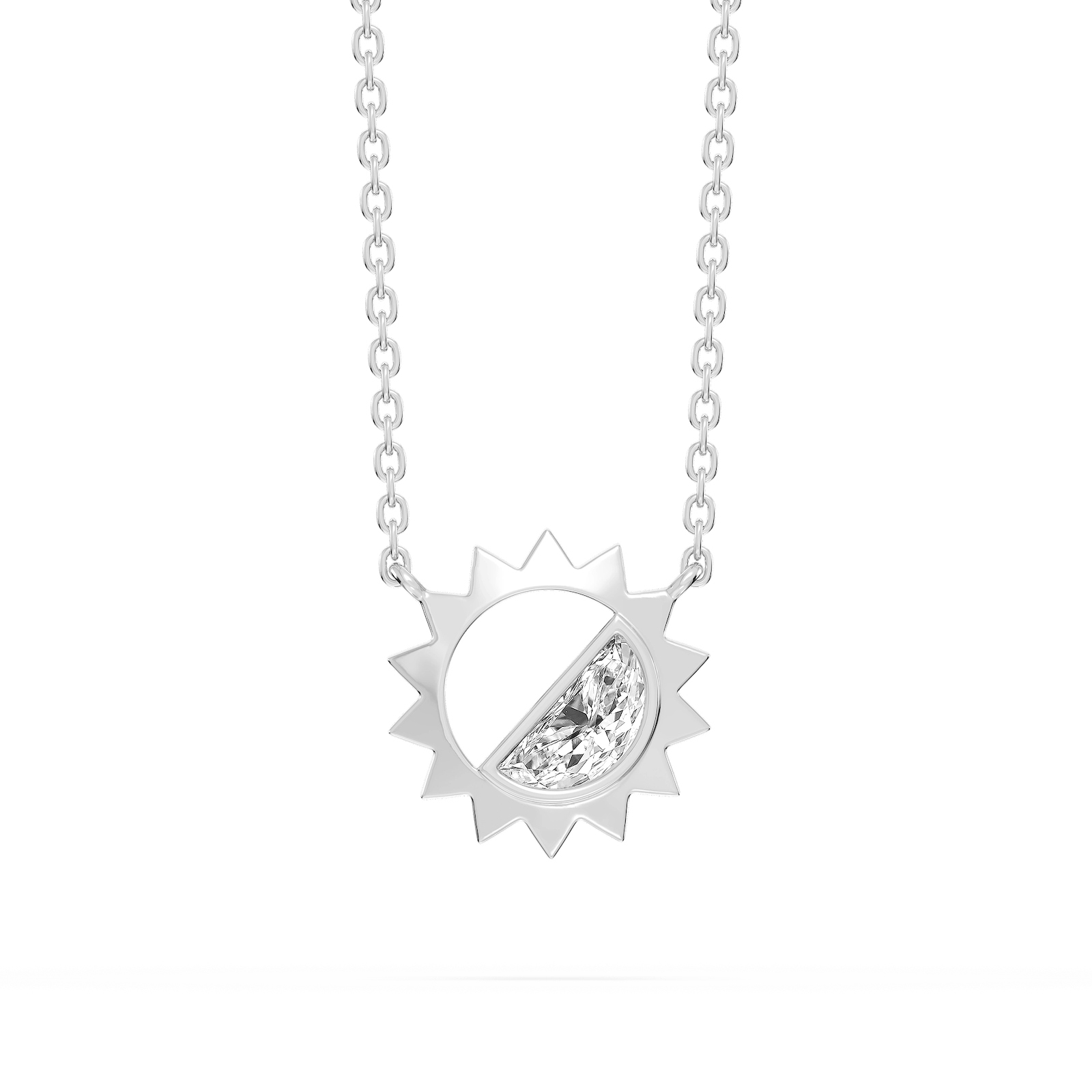 3/8 ctw Half Moon Lab Grown Diamond Sun Pendant - 16 to 18 Inches